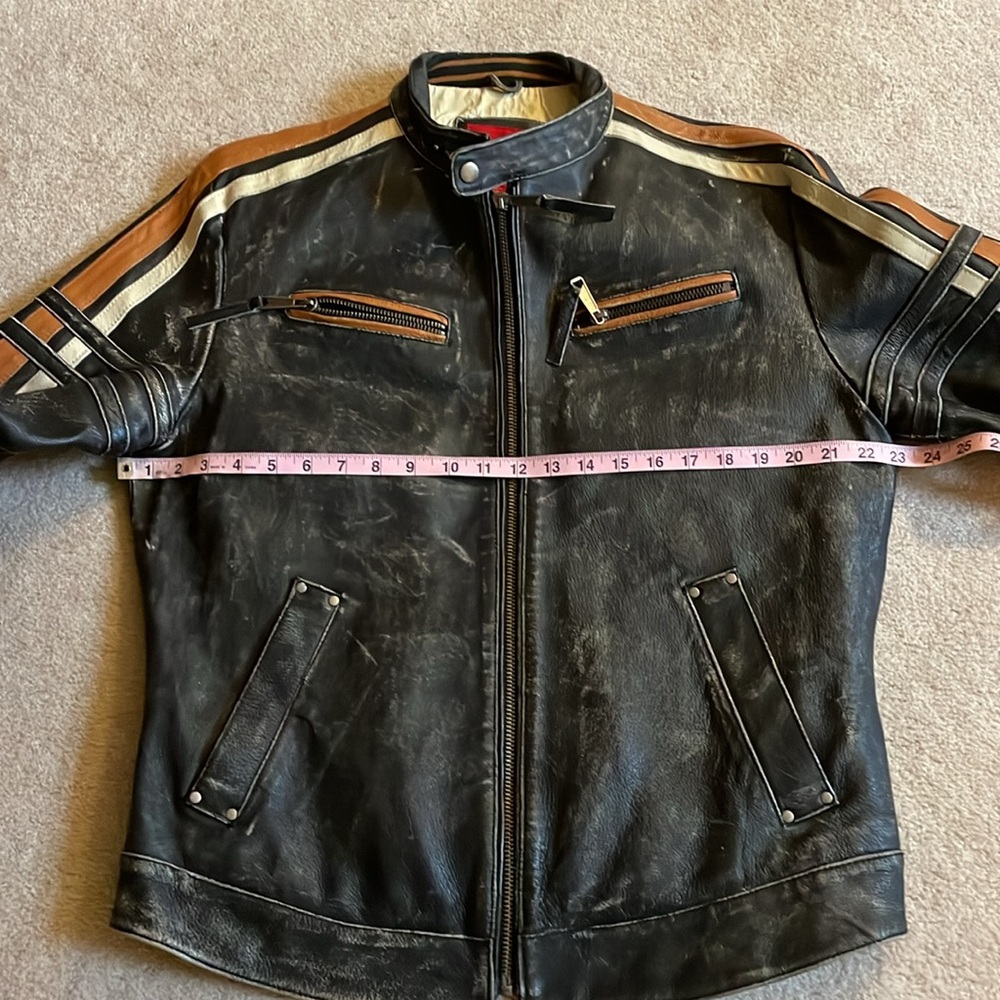 🎉HOST PICK🎉 Vintage Report Collection Racer Motorcycle Distressed Leather Jacket - Picture 12 of 14